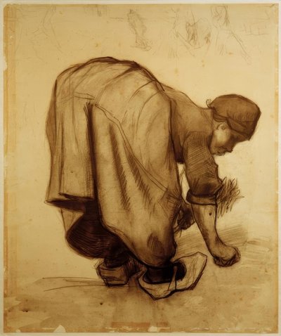 Peasant Woman Gleaning by Vincent van Gogh